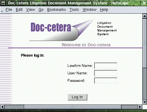 Doc-cetera login screen